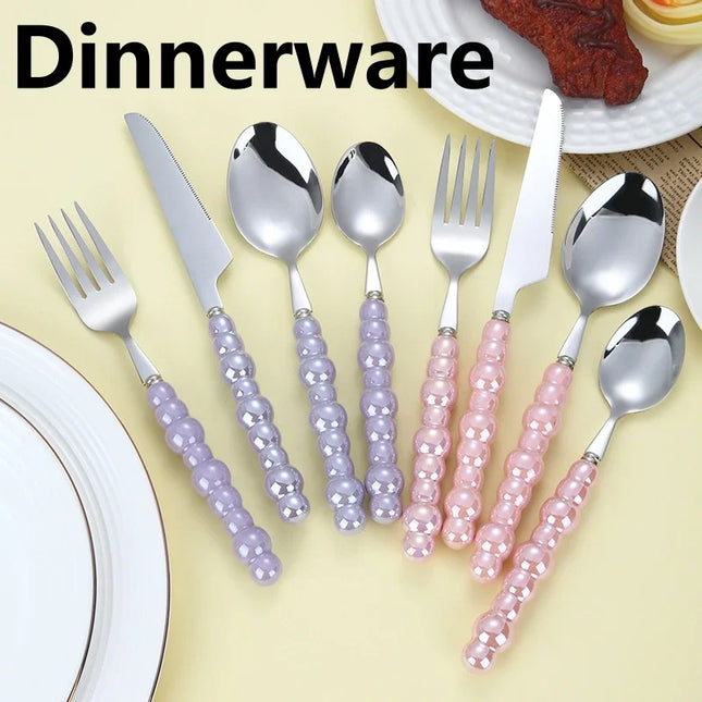 4Pcs/Set Luxury Dinnerware Stainless Steel Spoon and Fork