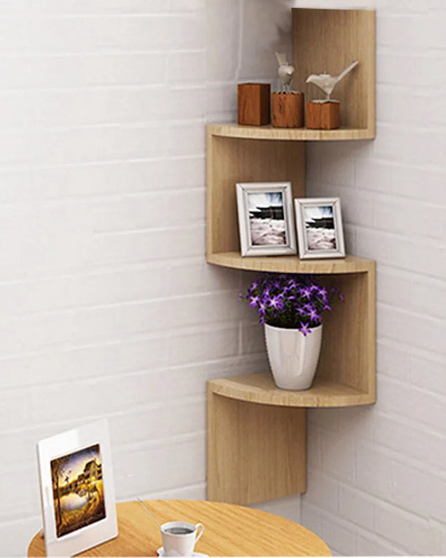 Haodirect Modern 3/5 Layer Wooden Corner Shelf for Home Decor