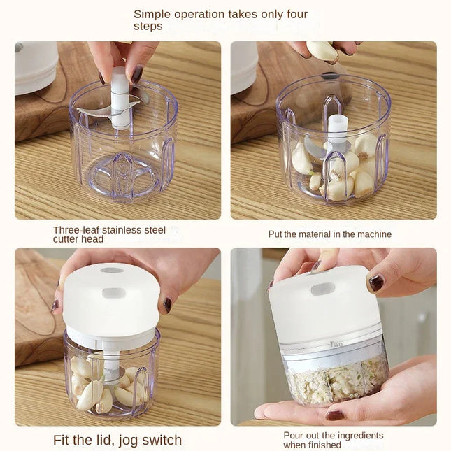 Portable Electric Garlic Chopper - 100 ml Grinder for Veggies