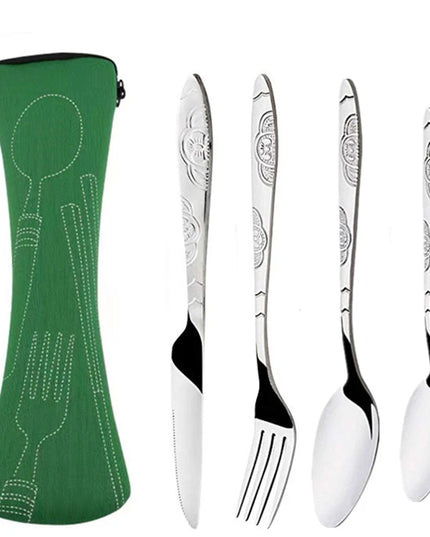 Portable Stainless Steel Dinnerware Set - 3Pcs/4Pcs/7Pcs Cutlery Kit