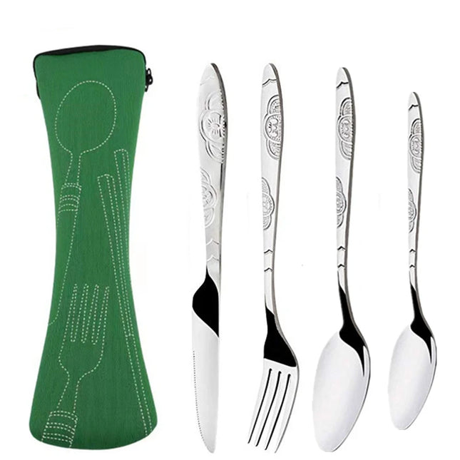 Portable Stainless Steel Dinnerware Set - 3Pcs/4Pcs/7Pcs Cutlery Kit