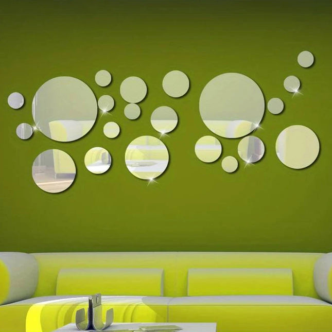 26 PCs 3D Acrylic Mirror Wall Stickers - DIY Bedroom & Bathroom Decor