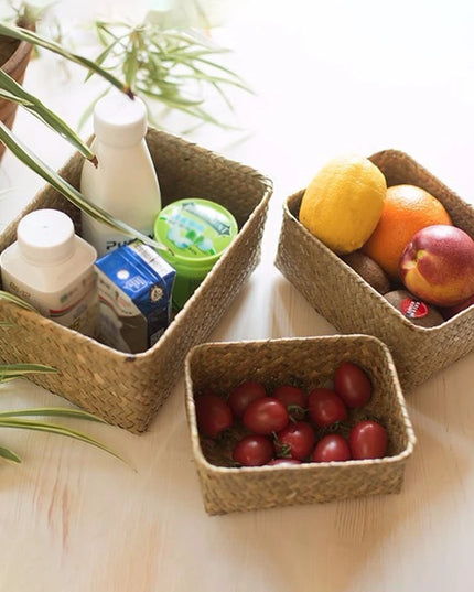 Handmade Woven Storage Basket - Eco-Friendly Picnic & Sundries Organizer