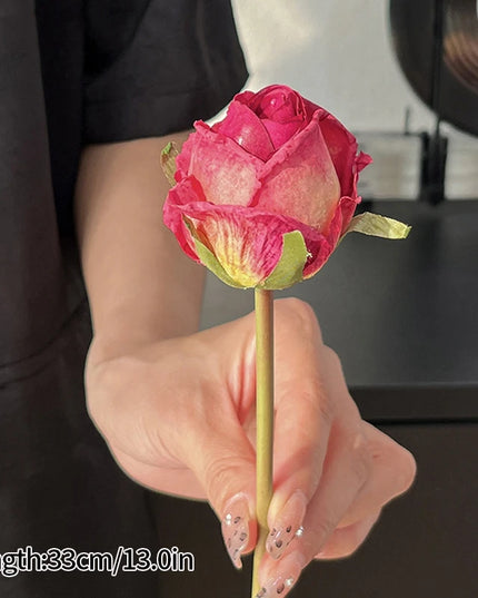 French Curled Rose Fake Flowers - Elegant Silk Bouquet for Home Decor