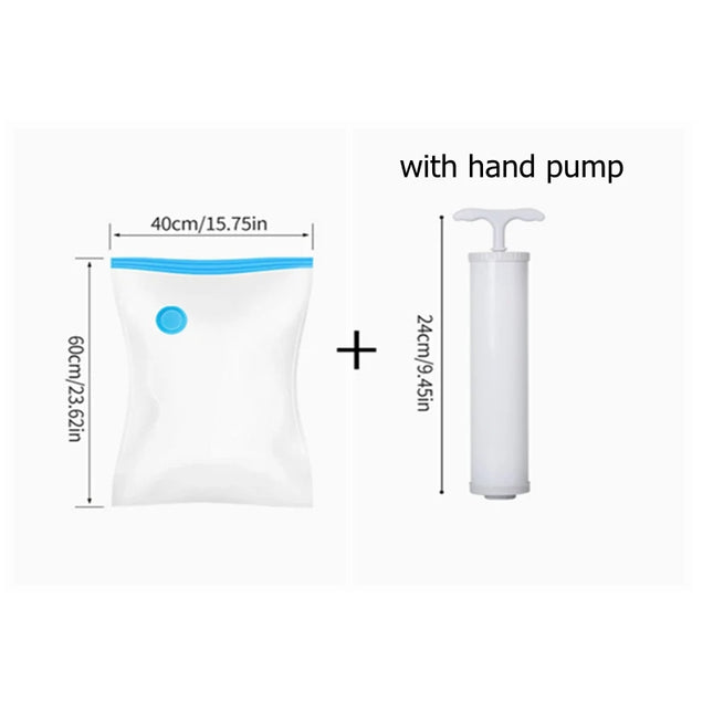 Clothes Storage Vacuum Bags - Compression Organizer with Hand Pump