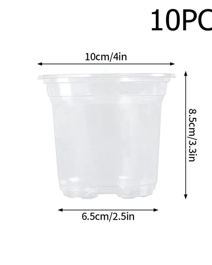 Transparent Flowerpot Nursery Pots - Thickened Plastic Planters, Drainage Hole