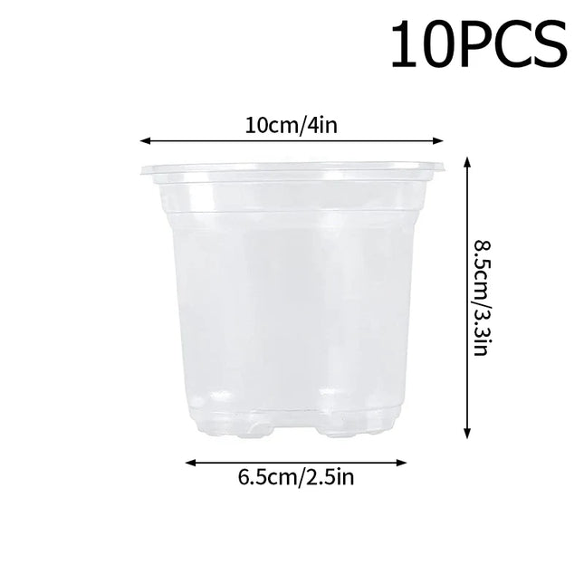 Transparent Flowerpot Nursery Pots - Thickened Plastic Planters, Drainage Hole