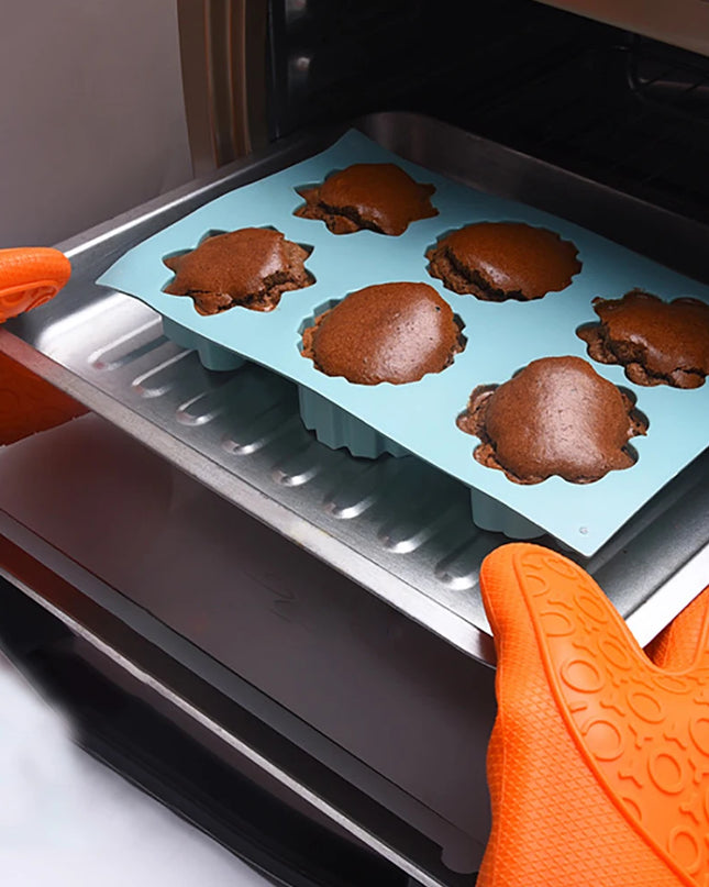 Eco-Friendly Silicone Cake Mold - 6 Flower Shapes for Baking Fun