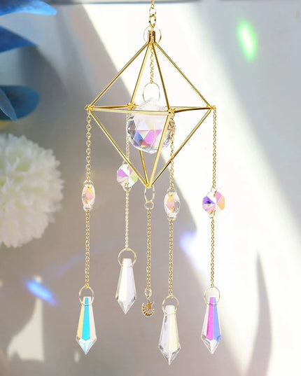 Sun Catchers Crystal Pendant Window Wind Chime Star Moon Light Catchers Rainbow Chaser Plated Colorful Hanging Drop Garden Decor