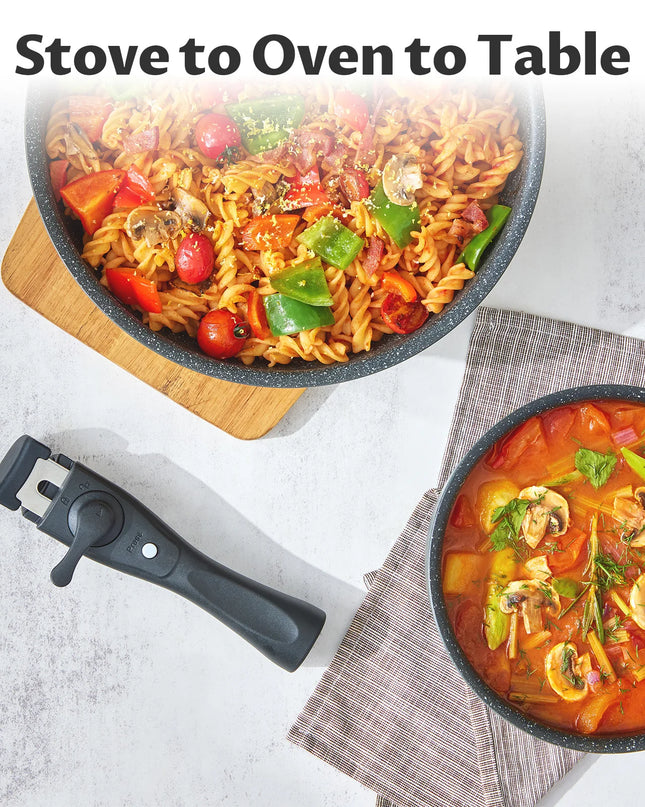 13-Piece Nonstick Induction Cookware Set - Removable Handles, All Hobs