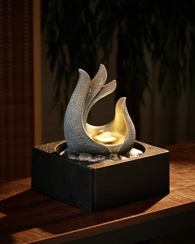 Voltsify Tabletop Resin Water Fountain with LED Light for Offices