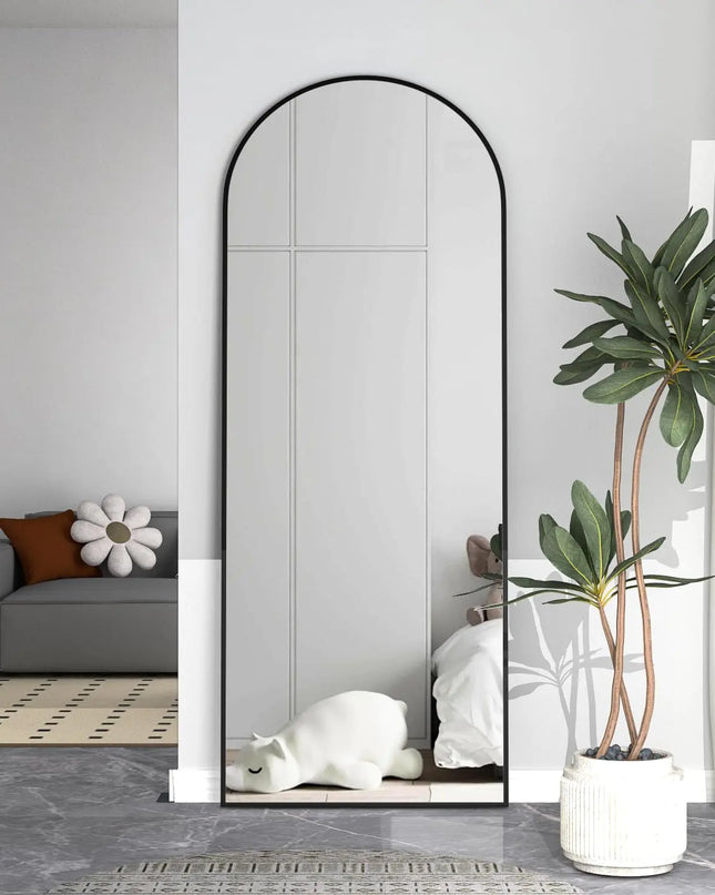 CASSILANDO 64" Arched Full Length Mirror - Stylish Gold Metal Frame