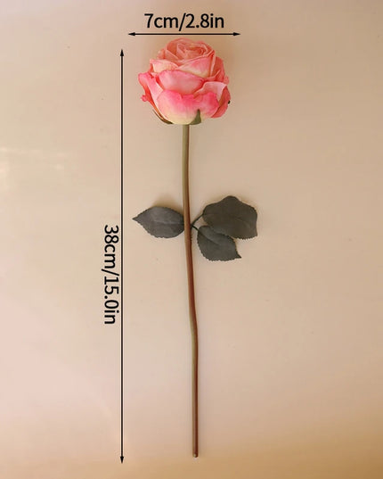 French Curled Rose Fake Flowers - Elegant Silk Bouquet for Home Decor