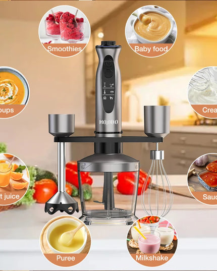 GUOHE 7-in-1 Immersion Hand Blender - Powerful 12 Speed with Stainless Steel Blades
