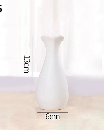 White Nordic Ceramic Flower Vase - Retro Style Decorative Plant Pot