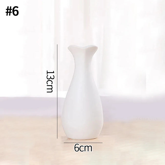White Nordic Ceramic Flower Vase - Retro Style Decorative Plant Pot