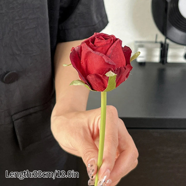 French Curled Rose Fake Flowers - Elegant Silk Bouquet for Home Decor