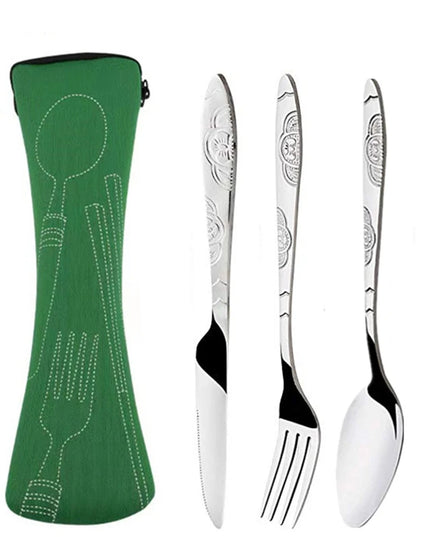 Portable Stainless Steel Dinnerware Set - 3Pcs/4Pcs/7Pcs Cutlery Kit