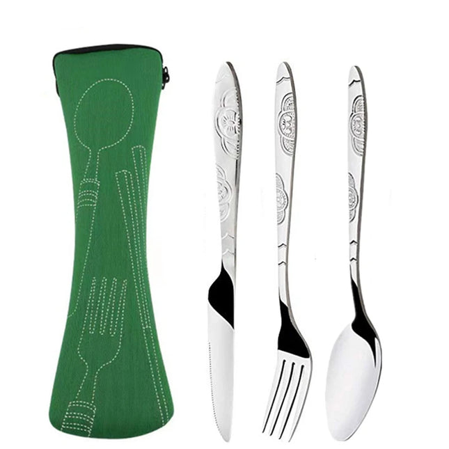 Portable Stainless Steel Dinnerware Set - 3Pcs/4Pcs/7Pcs Cutlery Kit