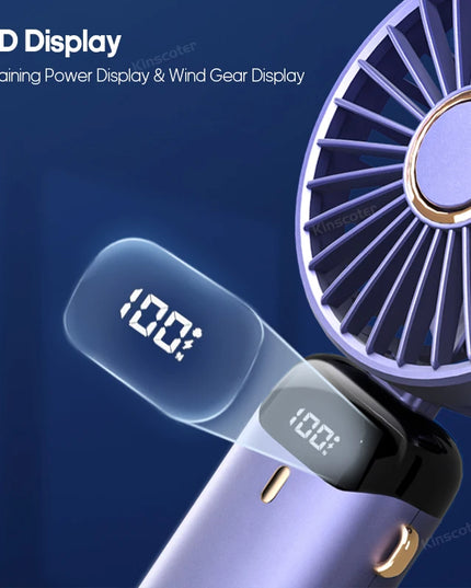 Kinscoter USB Mini Fan - Portable Neck Hanging, 5-Speed Cooling