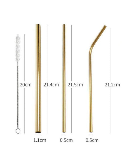 3pcs Reusable Stainless Steel Drinking Straws - Dishwasher Safe Set