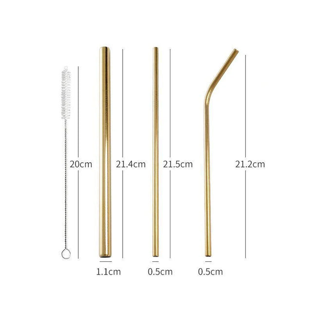 3pcs Reusable Stainless Steel Drinking Straws - Dishwasher Safe Set