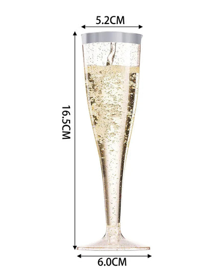 25/50Pcs Clear Champagne Flutes 5oz, Plastic Glitter Champagne Flutes