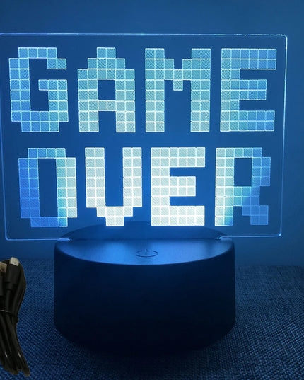 Neon Gamer 3D LED Night Light - RGB Cartoon Lamp for Bedroom