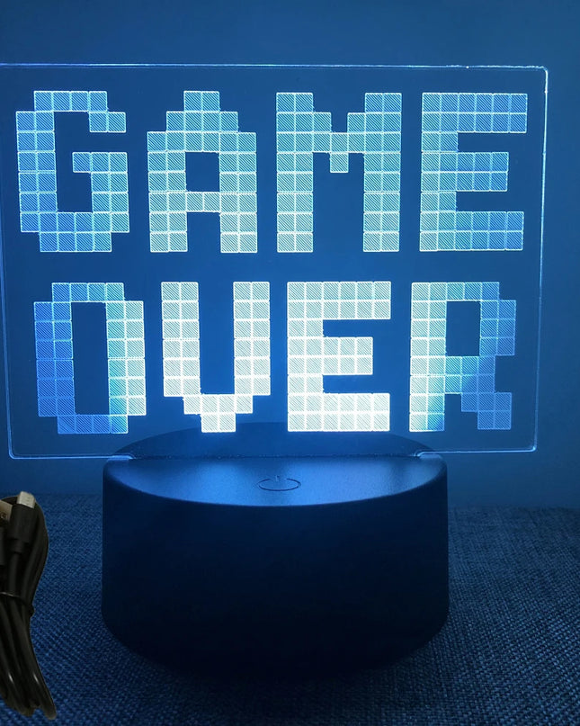 Neon Gamer 3D LED Night Light - RGB Cartoon Lamp for Bedroom