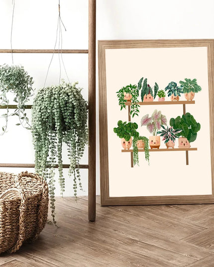 Cute Botanical Plant Club Canvas Poster - Modern Wall Art for Home Decor