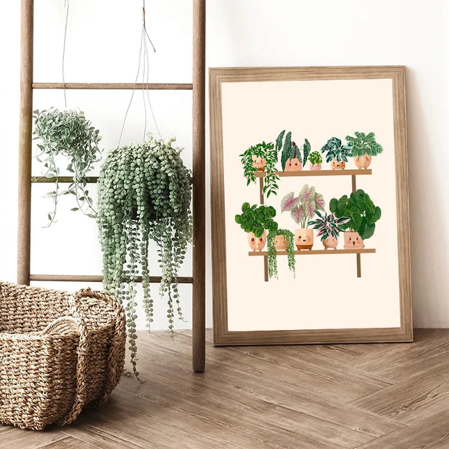 Cute Botanical Plant Club Canvas Poster - Modern Wall Art for Home Decor