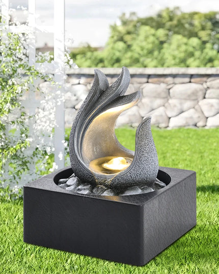 Voltsify Tabletop Resin Water Fountain with LED Light for Offices