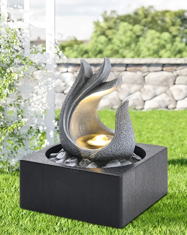 Voltsify Tabletop Resin Water Fountain with LED Light for Offices