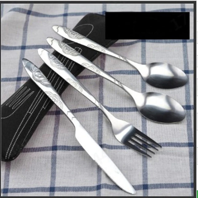 Portable Stainless Steel Dinnerware Set - 3Pcs/4Pcs/7Pcs Cutlery Kit
