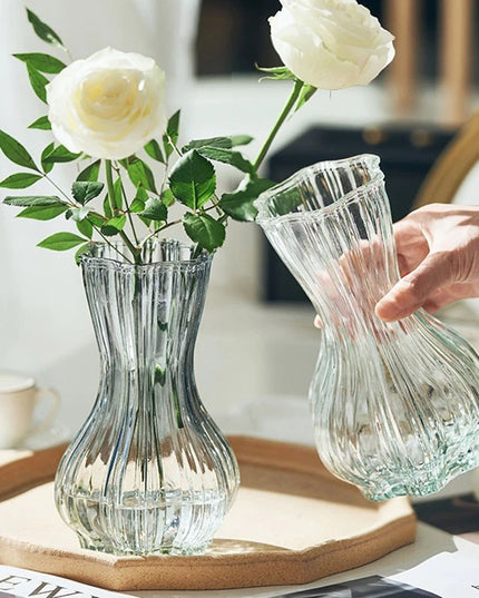 Glass Transparent Flower Vase Retro Hydroponics Plants Pot Clear Flower Container Flowers Arrangement Bottle Table Decoration