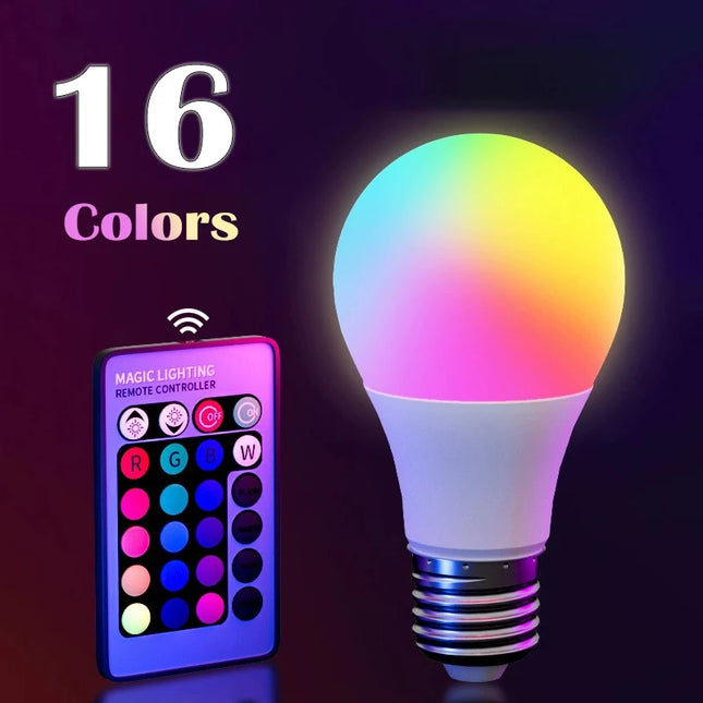 16 Colors RGB Bulb LED Multicolor Bulb E27 Base 220V Household Lighting Dimmable 
24 Key Remote Control Atmosphere Neon Light