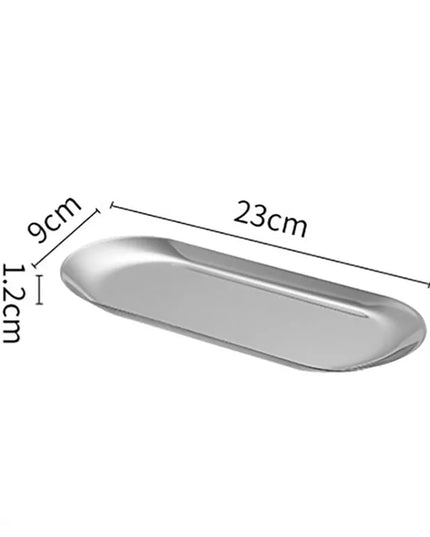 Oval Stainless Steel Gold Dining Plate - Perfect for Cakes & Snacks