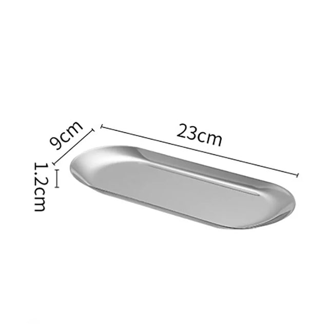 Oval Stainless Steel Gold Dining Plate - Perfect for Cakes & Snacks