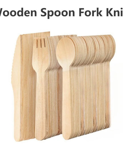 50Pcs Disposable Wooden Cutlery