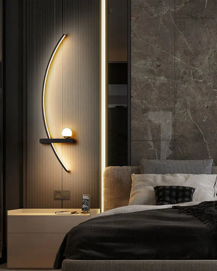 Modern Black Gold Wall Lamp - Minimalist Luxury Lighting for Living Room
