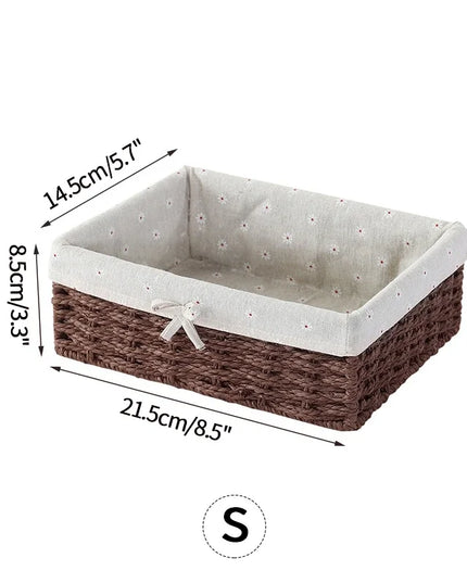 Woven Storage Baskets Organizers Picnic Breakfast Basket Laundry Box Sundries Storage Basket Desktop Cosmetics Snack Storage Box