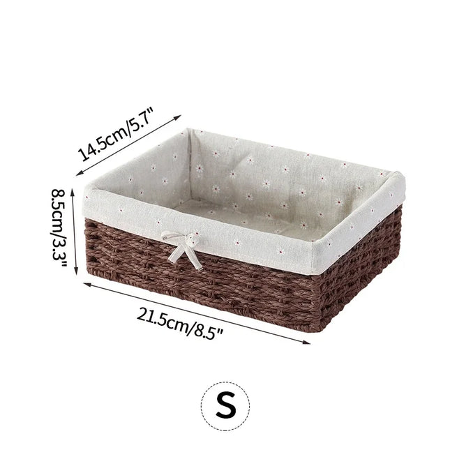 Woven Storage Baskets Organizers Picnic Breakfast Basket Laundry Box Sundries Storage Basket Desktop Cosmetics Snack Storage Box