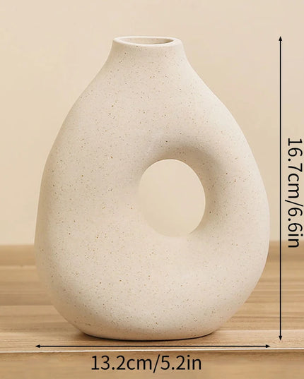 Nordic Ceramic Vase - Circular Hollow Donut Style for Home Decor