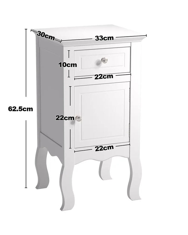 Haodirect Modern Wooden Side Table with Drawer - Curved Legs Design