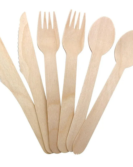 50Pcs Disposable Wooden Cutlery