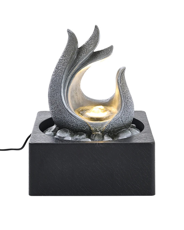Voltsify Tabletop Resin Water Fountain with LED Light for Offices