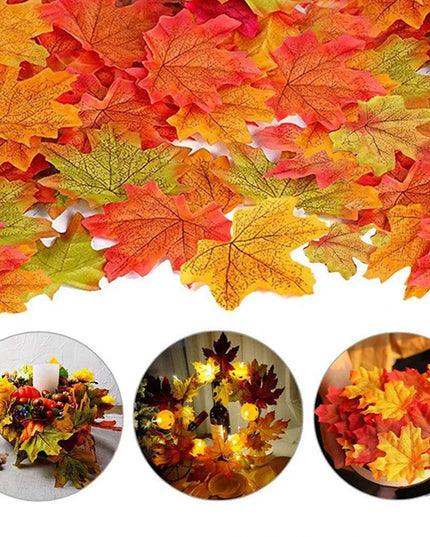 50-200Pcs Artificial Maple Leaves - Silk Decor for Weddings & Parties