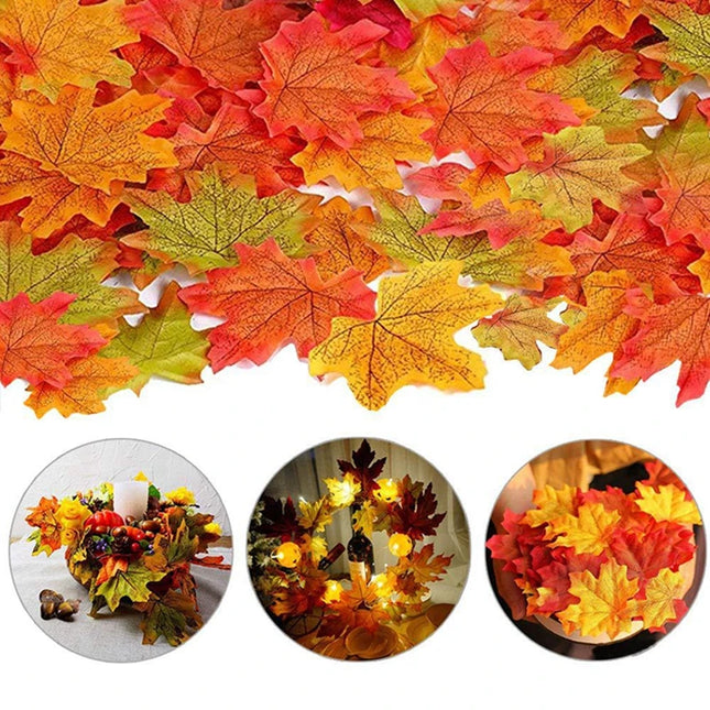 50-200Pcs Artificial Maple Leaves - Silk Decor for Weddings & Parties