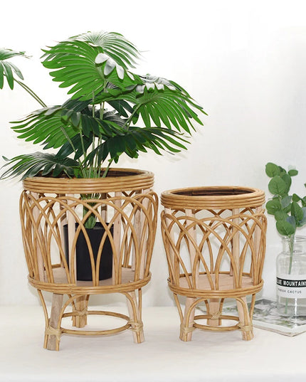 Ins Nordic Flower Pot Basket Wooden Flower Frame Indoor Outdoor Flower Pot Stand Living Room Green Plant Flower Pot Container