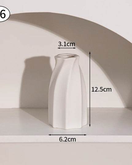 White Ceramic Nordic Vases - Elegant Decorative Flower Arrangements